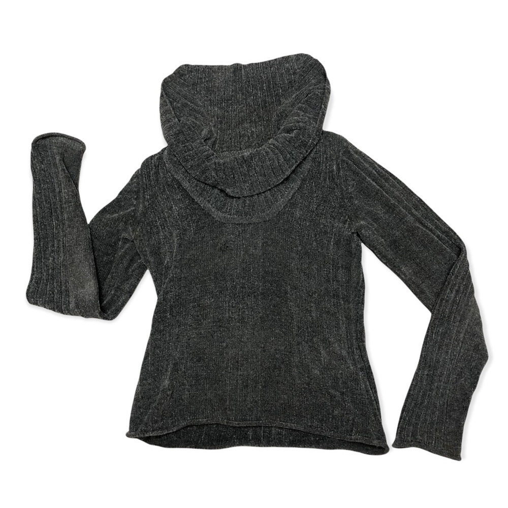 Gray Wide Neck Cowell Sweater, Long Sleeves, Size Medium